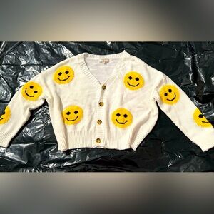 No Comment Smiley Face Cardigan Large